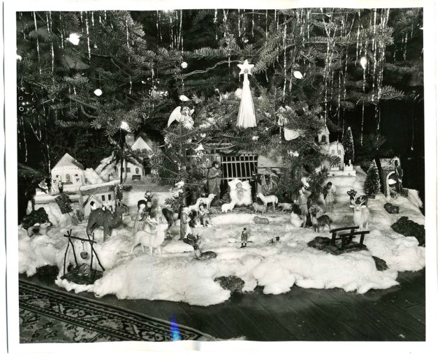 Christmas village putz houses vintage 
photo